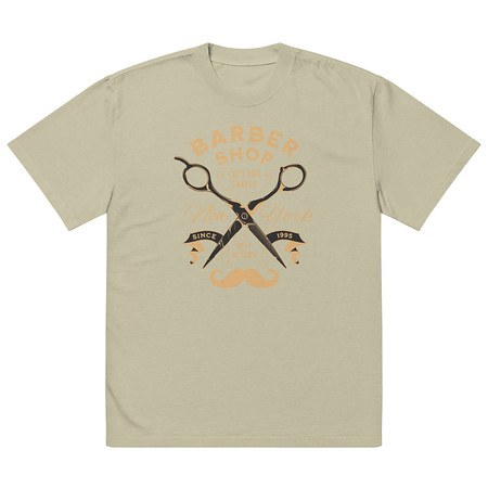 [ID: 713-G139] Barber Shop Cuts & Shaves - Scissor Oversized Faded T-Shirt