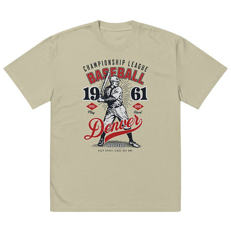 [ID: 713-G140] Baseball Championship League - University Sports Team Oversized Faded T-Shirt