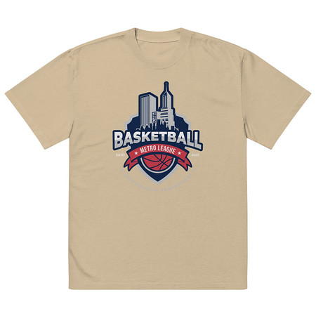 [ID: 713-G149] Basketball Sports Logo Oversized Faded T-Shirt