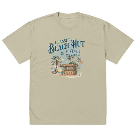 [ID: 713-G166] Beach Hut Oversized Faded T-Shirt