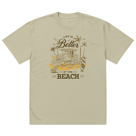 [ID: 713-G167] Beach Life - Outdoor Oversized Faded T-Shirt