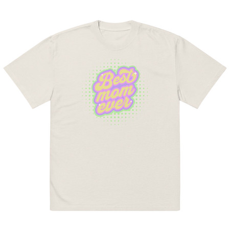 [ID: 713-G188] Best Mom Ever - Retro Typography Oversized Faded T-Shirt