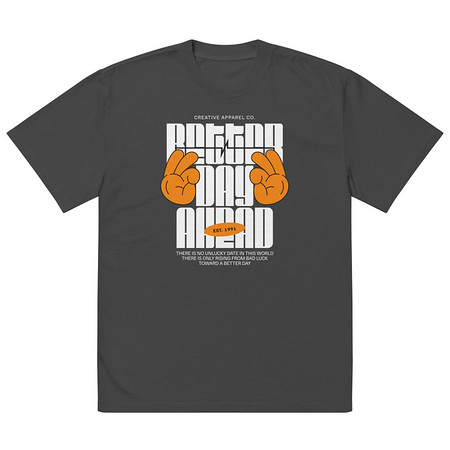 [ID: 713-G192] Better Day Ahead Oversized Faded T-Shirt