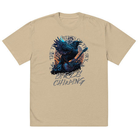 [ID: 713-G210] Birds Chirping Oversized Faded T-Shirt