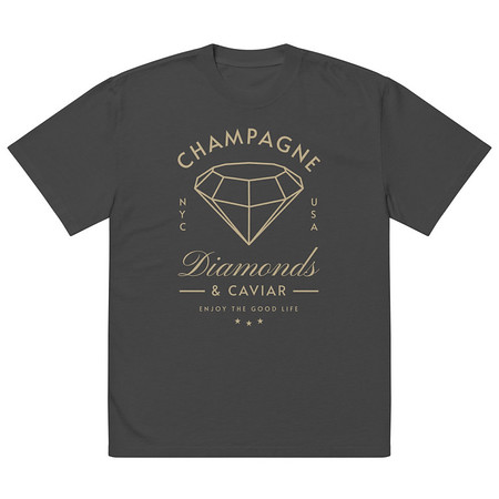 [ID: 713-G215] Black Diamonds - Elegant Oversized Faded T-Shirt