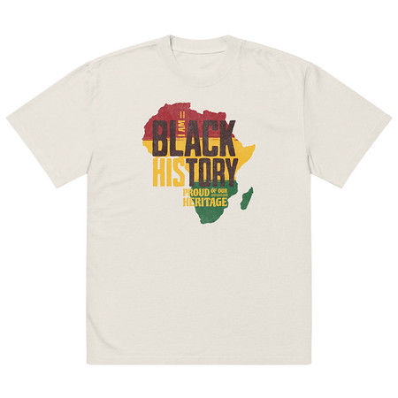 [ID: 713-G217] Black History - Heritage Map Oversized Faded T-Shirt