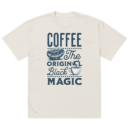 [ID: 713-G227] Black Magic Coffee - Simple Cup Oversized Faded T-Shirt