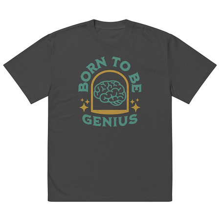 [ID: 713-G260] Born To Be Genius - Brain Oversized Faded T-Shirt