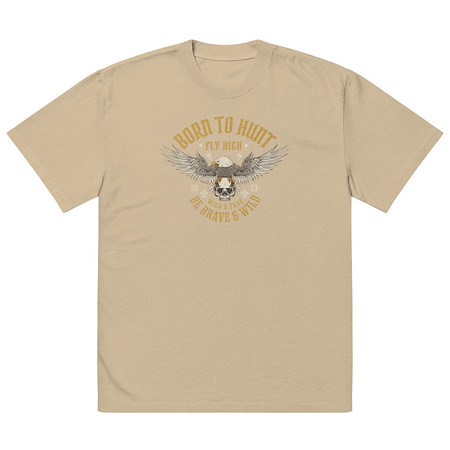 [ID: 713-G267] BORN TO HUNT- BE BRAVE & WILD Oversized Faded T-Shirt