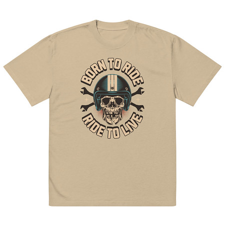 [ID: 713-G269] Born to Ride, Ride to Live Oversized Faded T-Shirt