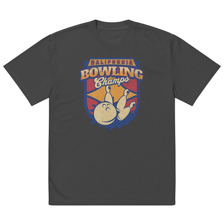 [ID: 713-G275] Bowling Championship - Retro Athlectic Sports Oversized Faded T-Shirt
