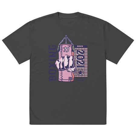 [ID: 713-G277] Boxing Fist - Punching Bag Oversized Faded T-Shirt