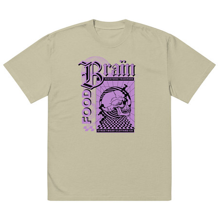 [ID: 713-G280] Brain Food - Y2K Skull Streetwear Oversized Faded T-Shirt
