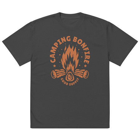 [ID: 713-G324] Camping Bonfire - Firewood Oversized Faded T-Shirt