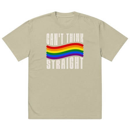 [ID: 713-G329] Can't Think Straight Oversized Faded T-Shirt