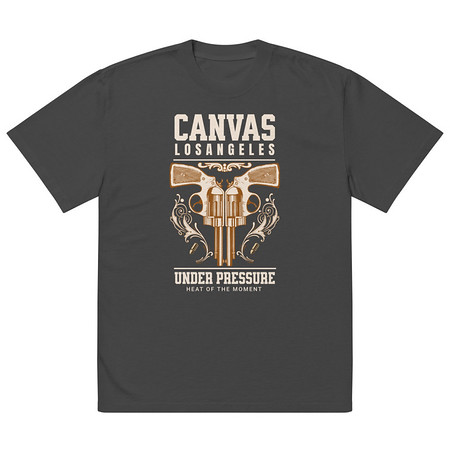 [ID: 713-G332] Canvas Los Angeles under pressure Oversized Faded T-Shirt