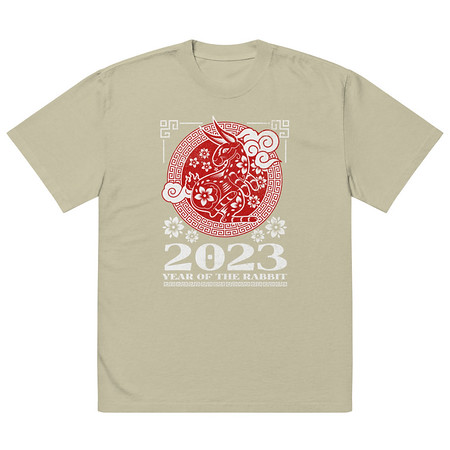 [ID: 713-G368] Chinese Lunar Year - Rabbit Oversized Faded T-Shirt