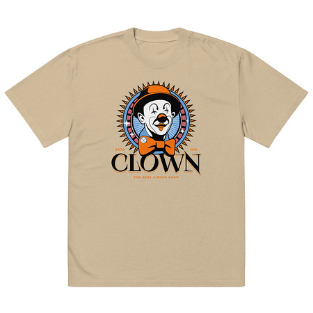 [ID: 713-G388] CLOWN LOGO Oversized Faded T-Shirt