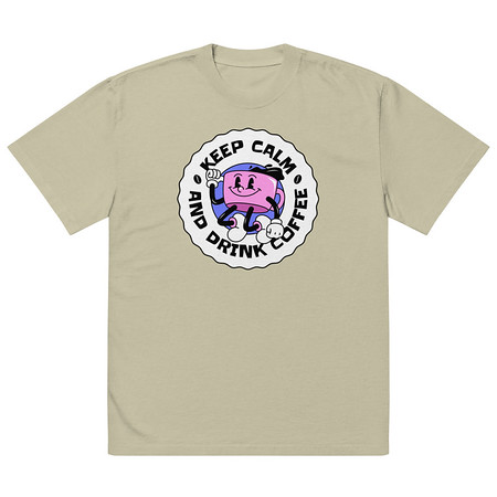 [ID: 713-G409] Colorful Fun Retro Style Coffee Quote Oversized Faded T-Shirt