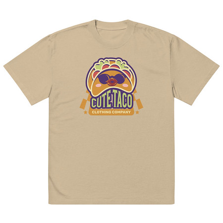 [ID: 713-G454] Cute Taco - Colorful Mexican Tortilla Oversized Faded T-Shirt
