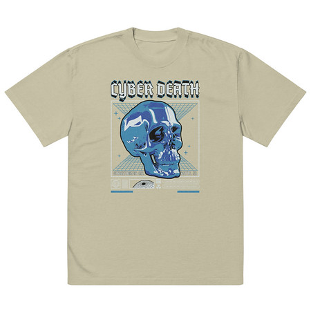 [ID: 713-G457] Cyber Death - Skull Oversized Faded T-Shirt