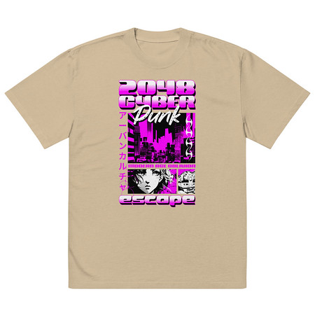 [ID: 713-G458] Cyber Punk Escape - Japanese Anime Oversized Faded T-Shirt