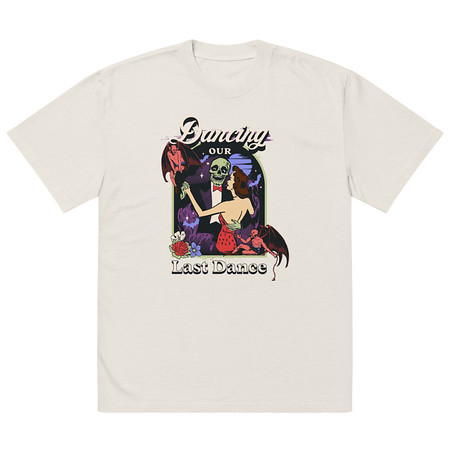 [ID: 713-G466] Dancing Our Last Dance - Halloween Oversized Faded T-Shirt