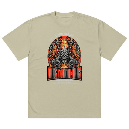 [ID: 713-G488] Demonic Oversized Faded T-Shirt