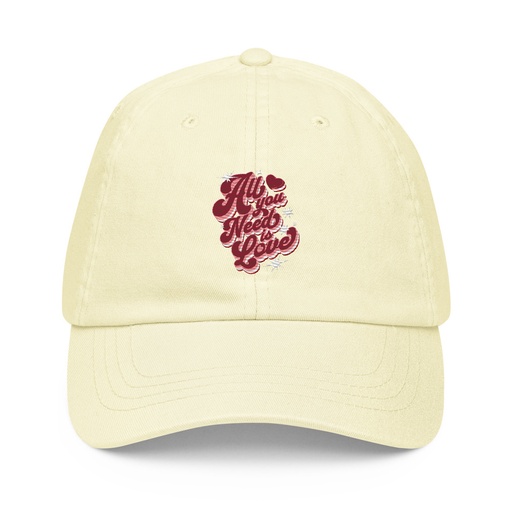 [ID: 481-G50] All You Need is Love - Retro Valentines Day Pastel Baseball Hat