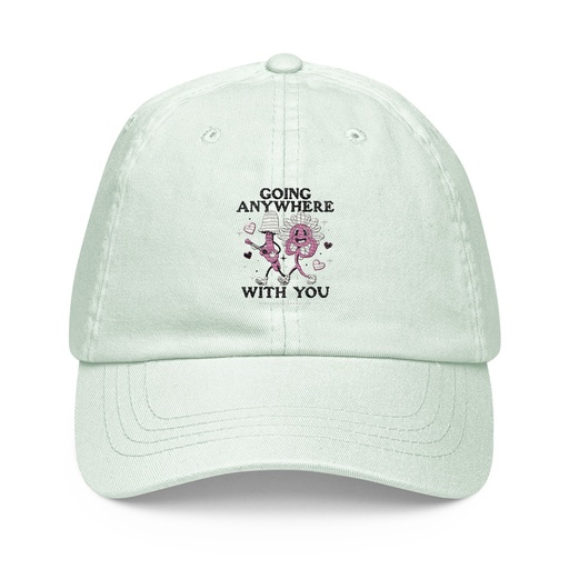 [ID: 481-G93] Anywhere With You - Typographic Cartoon Streetwear Pastel Baseball Hat
