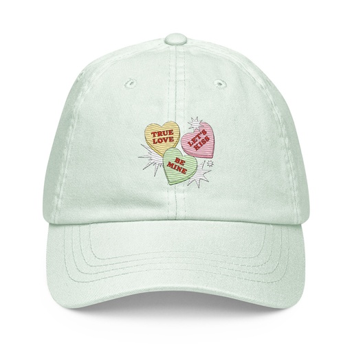 [ID: 481-G331] Candy Hearts - Valentine's Day Pastel Baseball Hat
