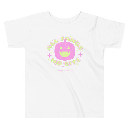 [ID: 306-G44] All Fangs No Bite - Halloween Toddler Staple Tee