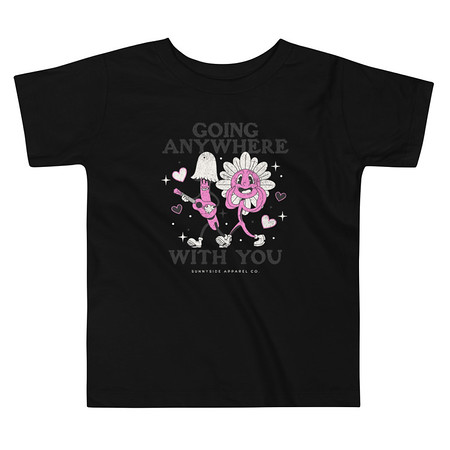 [ID: 306-G93] Anywhere With You - Typographic Cartoon Streetwear Toddler Staple Tee