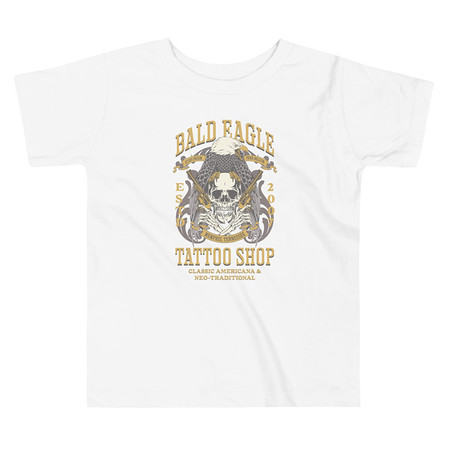 [ID: 306-G133] Bald Eagle Tattoo Shop - Skeleton Toddler Staple Tee