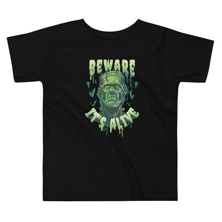 [ID: 306-G197] Beware of Frankenstein - Scary Halloween Toddler Staple Tee