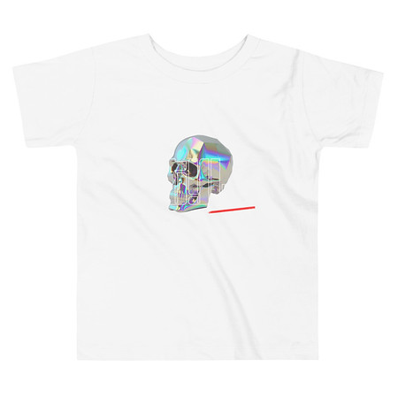 [ID: 306-G213] Black 3D Skull Toddler Staple Tee
