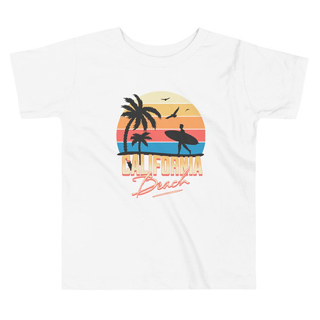 [ID: 306-G312] California Beach - Retro Surf Toddler Staple Tee
