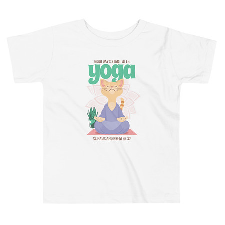 [ID: 306-G339] Cat Yoga - Cute Meditation Toddler Staple Tee