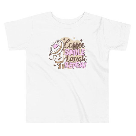 [ID: 306-G402] Coffee is Happiness - Retro Cartoon Mascot Toddler Staple Tee