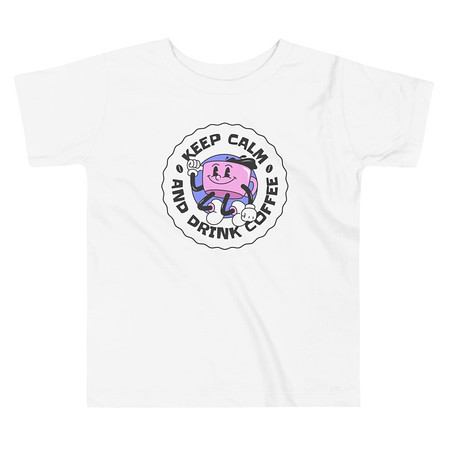 [ID: 306-G409] Colorful Fun Retro Style Coffee Quote Toddler Staple Tee