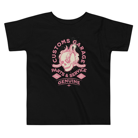 [ID: 306-G447] Customs Garage - Flaming Skull Toddler Staple Tee