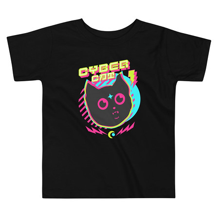 [ID: 306-G456] Cyber Cat - Neon Color Toddler Staple Tee