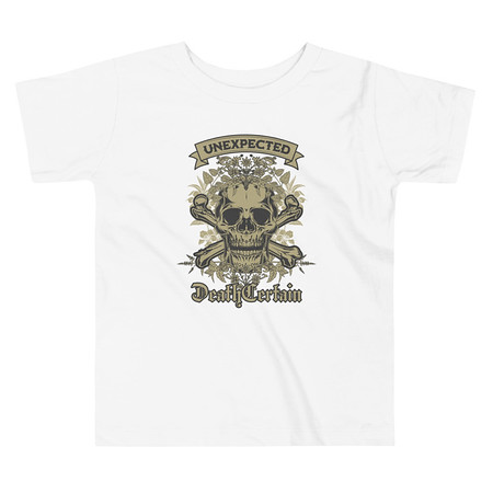 [ID: 306-G477] Death Certain and Unexpected Toddler Staple Tee