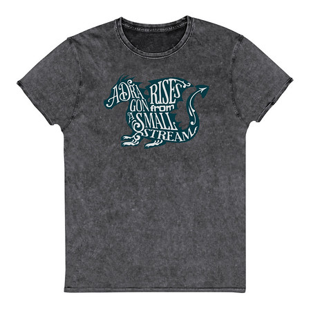 [ID: 462-G16] A Dragon Rises - Typographic Lettering Unisex Denim T-Shirt