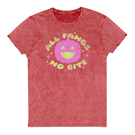 [ID: 462-G44] All Fangs No Bite - Halloween Unisex Denim T-Shirt