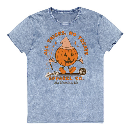 [ID: 462-G47] All Tricks No Treats - Pumpkin Mascot Unisex Denim T-Shirt
