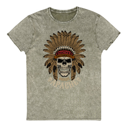 [ID: 462-G94] Apache Warriors - Indian Skull Unisex Denim T-Shirt