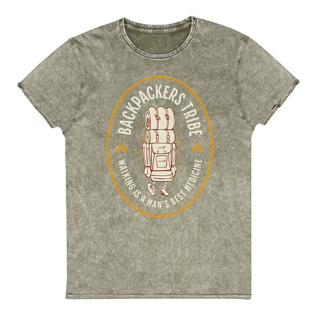 [ID: 462-G125] Backpackers Tribe - Adventure Badge Unisex Denim T-Shirt