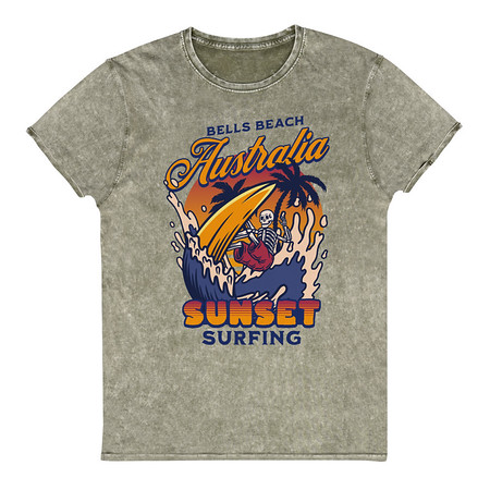 [ID: 462-G180] Bells Beach Australia Sunset Surfing Unisex Denim T-Shirt