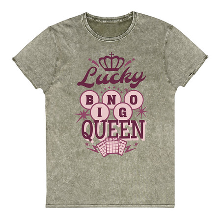 [ID: 462-G209] Bingo Queen - Retro Crown Unisex Denim T-Shirt